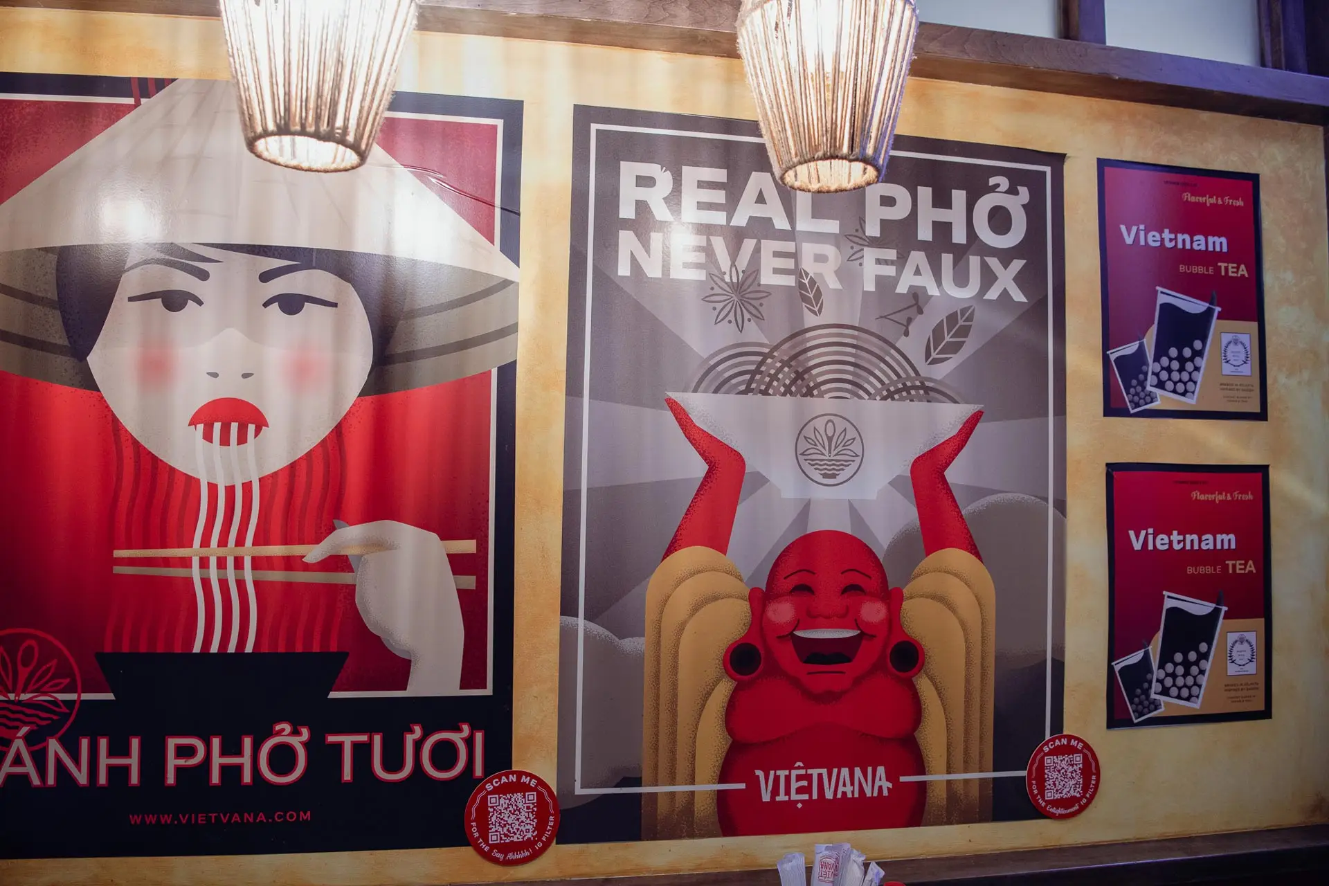 Vietvana Vietnamese restaurant branding illustrations, poster and post card design