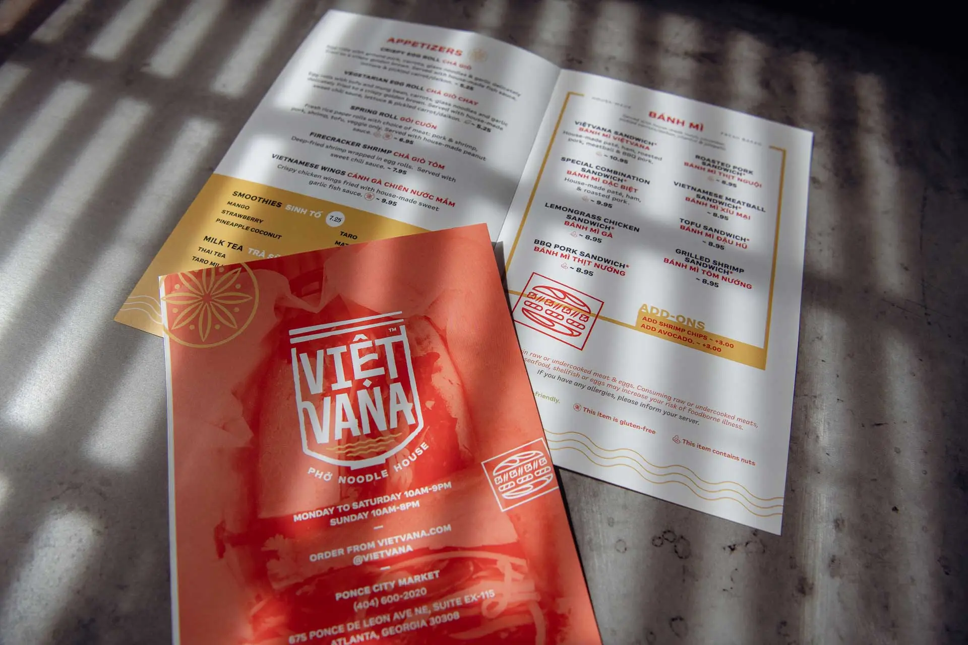 Vietvana Vietnamese restaurant branding menu design