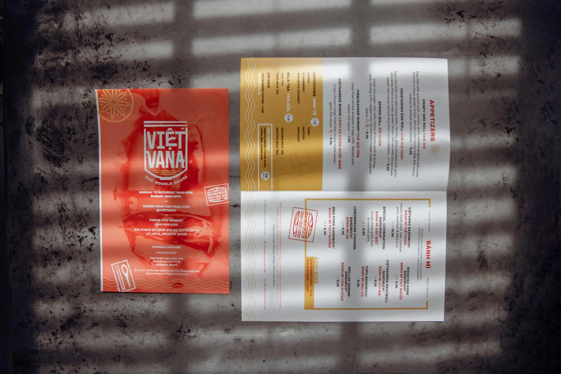 Vietvana Vietnamese restaurant branding menu design