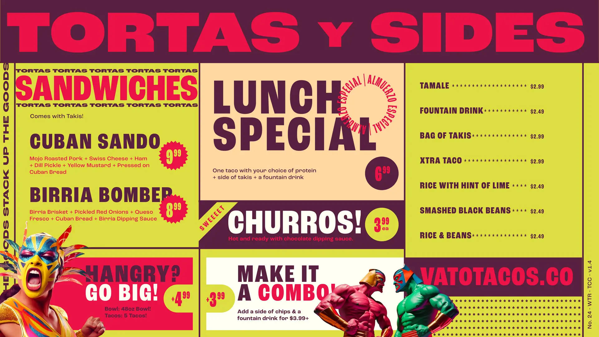 Vato Tacos mexican restaurant branding by Bullhearted Branding Studio menu design